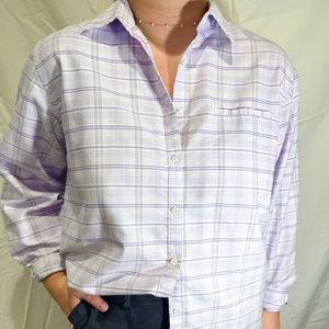 Purple plaid button up
